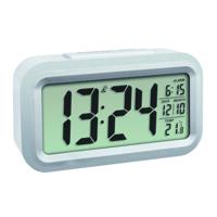 TFA Dostmann zendergestuurde wekker Lumio Plus, 60.2553.02, automatische achtergrondverlichting, wekalarm met snooze functie, met binnentemperatuur en datum, wit/zilver, (l) 138 x (b) 48 x (h) 79 mm - thumbnail