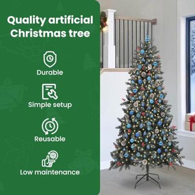 Kunstkerstboom met 300 LED Groen 240 cm PVC en Plastic en Staal Kunstkerstboom met 300 LED Groen 240 cm PVC en Plastic en Staal