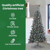 Kunstkerstboom met 300 LED Groen 240 cm PVC en Plastic en Staal - thumbnail