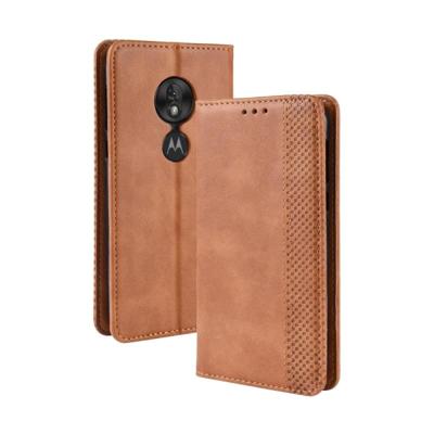 Magnetische gesp retro textuur horizontale Flip lederen case voor Motorola Moto G7 spelen (EU-versie) met houder & card slots & portemonnee (bruin)