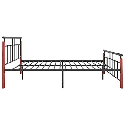 Bedframe metaal en massief eikenhout 140x200 cm
