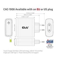 club3D CAC-1908 Laptop netvoeding 100 W 1x USB-C Zwart Binnen GaN, USB Power Delivery (USB-PD) - thumbnail