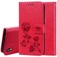 Rose reliëf horizontale Flip PU lederen draagtas voor Huawei Honor 8S/Y5 (2019) met houder & kaartsleuven & portemonnee (rood) - thumbnail