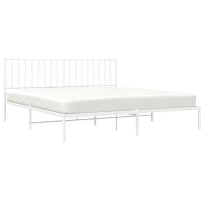 Bedframe met hoofdbord metaal wit 183x213 cm Bedframe met hoofdbord metaal wit 183x213 cm