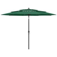 VidaXL Parasol 3-laags met aluminium paal 3 m groen - thumbnail