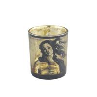 PTMD theelichthouder rido glas m zwart 10 cm | 6 stuks - thumbnail