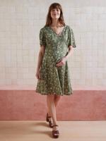 Soepele zwangerschapsjurk met print olijf - thumbnail