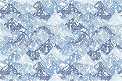 Fotobehang - Patroon van bergen, blauw, mooie lichte kleuren, 11 maten, incl behanglijm