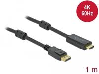 Delock 85955 DisplayPort-kabel DisplayPort / HDMI Aansluitkabel DisplayPort-stekker, HDMI-A-stekker 1 m Zwart Vergulde steekcontacten, 4K UHD - thumbnail