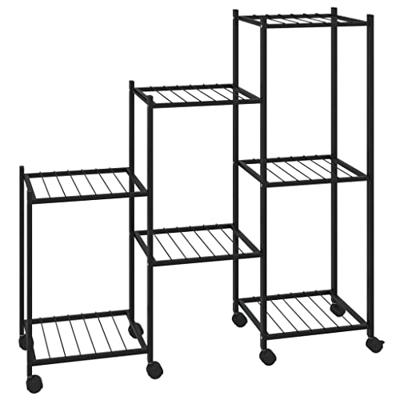 VidaXL Bloemenstandaard met wielen 83x25x83,5 cm ijzer zwart VidaXL Bloemenstandaard met wielen 83x25x83,5 cm ijzer zwart
