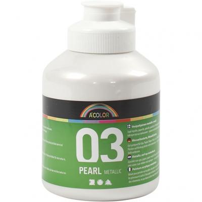 A-color Acrylverf metallic, metallic, wit, 500 ml/ 1 fles