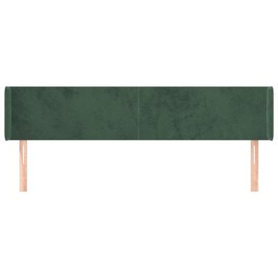 Hoofdbord met randen 163x16x78/88 cm fluweel donkergroen - thumbnail