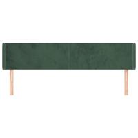 Hoofdbord met randen 203x16x78/88 cm fluweel donkergroen - thumbnail
