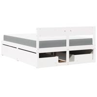 Bed met lades en matras massief grenenhout wit 120x200 cm - thumbnail