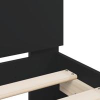 Bedframe met hoofdeinde bewerkt hout zwart 200x200 cm - thumbnail