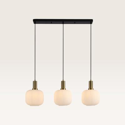 Hanglamp Iguazu Sphere oro - Goud, zwart en gebroken wit - Drie bollen van handgemaakt opaalglas - Zonder lichtbron Hanglamp Iguazu Sphere oro - Goud, zwart en gebroken wit - Drie bollen van handgemaakt opaalglas - Zonder lichtbron