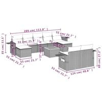 10-delige Loungeset met kussens poly rattan grijs - thumbnail