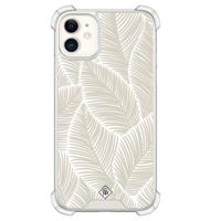 iPhone 11 siliconen shockproof hoesje - Palmy leaves beige - thumbnail