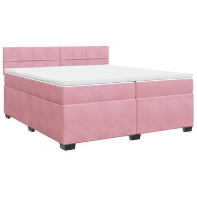 Boxspring met matras fluweel roze 200x200 cm