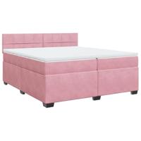 Boxspring met matras fluweel roze 200x200 cm - thumbnail