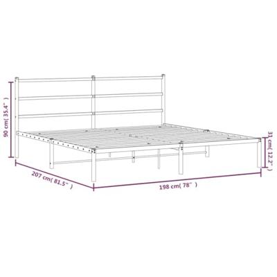 Bedframe met hoofdbord metaal wit 193x203 cm