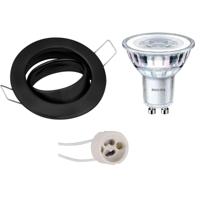 Philips CorePro LED Spot Set GU10 - Rond Kantelbaar Mat Zwart Ø82mm 2700K - thumbnail