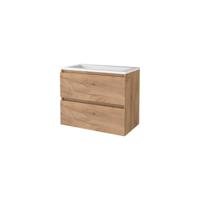 Basic-Line Start 46 Badkamermeubelset - 80 x 46 cm - Greeploos - 2 Lades - Acryl Wastafel - Zonder Kraangat - Whisky Oak - thumbnail