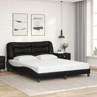 Bedframe met hoofdbord kunstleer zwart 160x200 cm - thumbnail