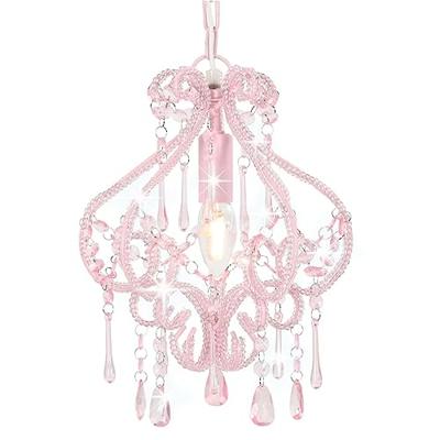 VidaXL Plafondlamp met kralen rond e14 roze VidaXL Plafondlamp met kralen rond e14 roze