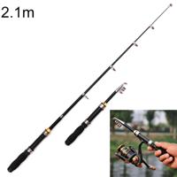 36cm draagbare telescopische zee hengel mini hengel verlengde lengte: 2.1 m zwarte buis-type Reel seat - thumbnail