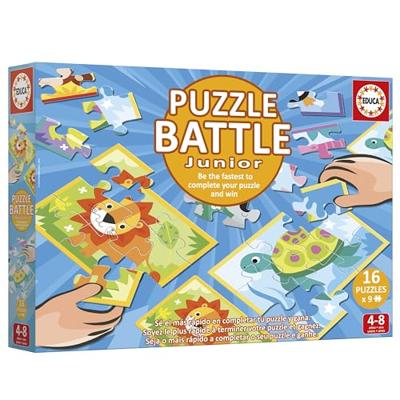 Puzzel - EDUCA - Battle Jr Animals - 16 puzzels - 9 stukjes per puzzel - Voor kinderen vanaf 4 jaar