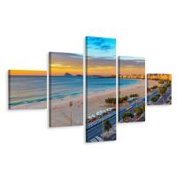 Schilderij - Zonsopgang in Copacabana, Oceaan, 5luik, Premium print - thumbnail