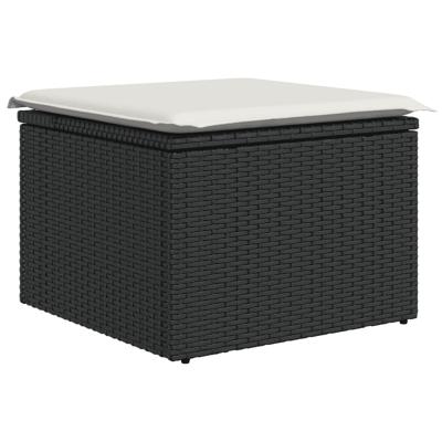 8-delige Loungeset met kussens poly rattan zwart - thumbnail