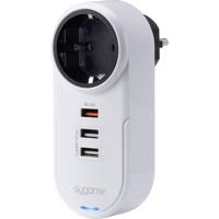 Sygonix TY1721 USB-oplader 18 W 3x USB-A, Randaarde stopcontact Quick Charge 3.0 Wit Binnen - thumbnail
