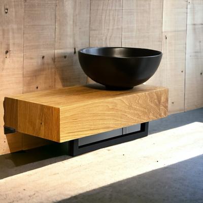 Fonteinplank Casajoy Bold 50x25x10 cm Eiken Met Waskom 28 cm Rond Keramiek Zwart Fonteinplank Casajoy Bold 50x25x10 cm Eiken Met Waskom 28 cm Rond Keramiek Zwart