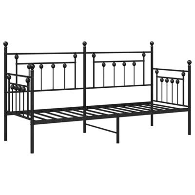 Bedframe voor een daybed met hoofdeinde Zwart 75 x 190 cm Staal