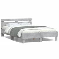 Bedframe met hoofdeinde en LED betongrijs 120x190 cm - thumbnail