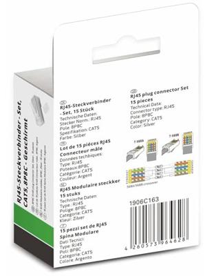 Quadrios Modulaire stekkerset, aantal polen 8P8C - afgeschermd, 15 st. 1906C163 Stekker, recht Aantal polen (sensoren) 8P8C 15 stuk(s)