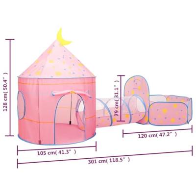 VidaXL Kinderspeeltent 301x120x128 cm roze VidaXL Kinderspeeltent 301x120x128 cm roze