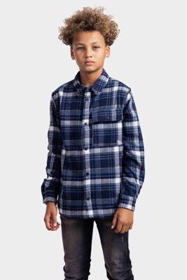Ballin Amsterdam Checked Icon Logo Overhemd Kids Blauw - Maat 140 - Kleur: Donkerblauw | Soccerfanshop