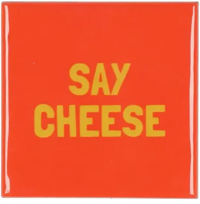 Daan Kromhout Design tegeltje keramiek say cheese 10x10cm orange