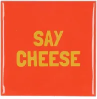 Daan Kromhout Design tegeltje keramiek say cheese 10x10cm orange - thumbnail