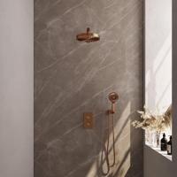 BRAUER Stripe Thermostatische Inbouw Regendouche - 3-weg - rechthoekig - 25cm douchekop - rechte muurarm - 3-standen handdouche - doucheslang - wandaansluitbocht - koper geborsteld PVD 5-GK-395 - thumbnail