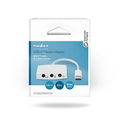 USB-C© Adapter | USB 2.0 | USB-C© Male | 3,5 mm Female | 0.10 m | Rond | Vernikkeld | ABS / PVC