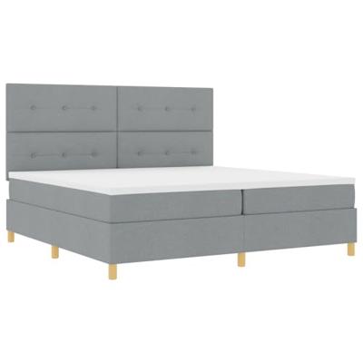 Boxspringbed met matras stof lichtgrijs 200x200 cm