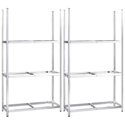 VidaXL Bandenrekken 3-laags 2 st 110x40x200 cm staal zilverkleurig VidaXL Bandenrekken 3-laags 2 st 110x40x200 cm staal zilverkleurig