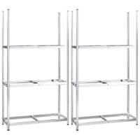 VidaXL Bandenrekken 3-laags 2 st 110x40x200 cm staal zilverkleurig - thumbnail