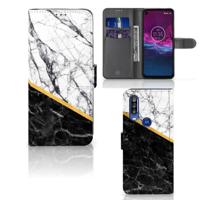 Motorola One Action | Bookcase | Marmer Wit Zwart - Origineel Cadeau Man - thumbnail