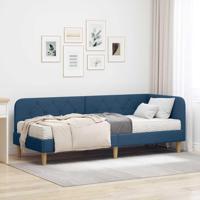 Hoekbedframe met matras met hoofdeinde Blauw 80 x 200 cm Stof - thumbnail