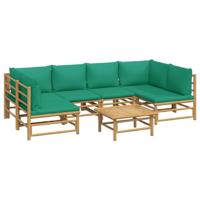 7-delige Loungeset met kussens bamboe groen - thumbnail